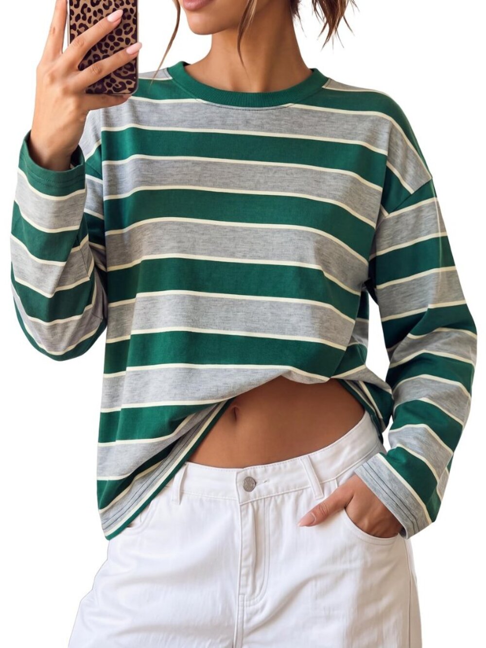 Women Striped T Shirts Oversized Long Sleeve Tops Fall 2026